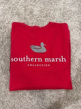 Southern Marsh Red Tee with White Logo Duck